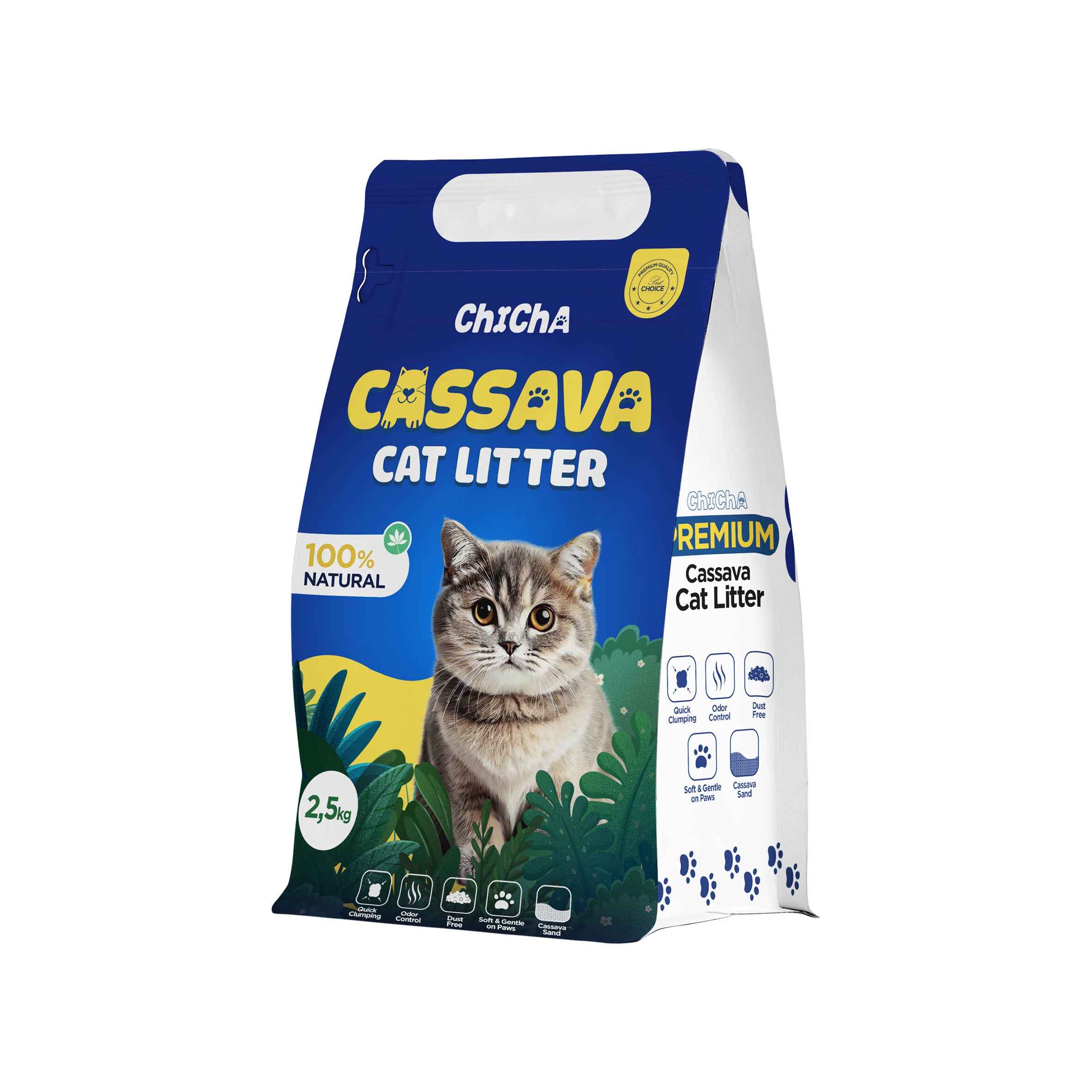 Cát Sắn Chicha Siêu Vón Cục, Không Mùi, Không Bụi, Không bết đáy Cassava Cat litter 2,5kg