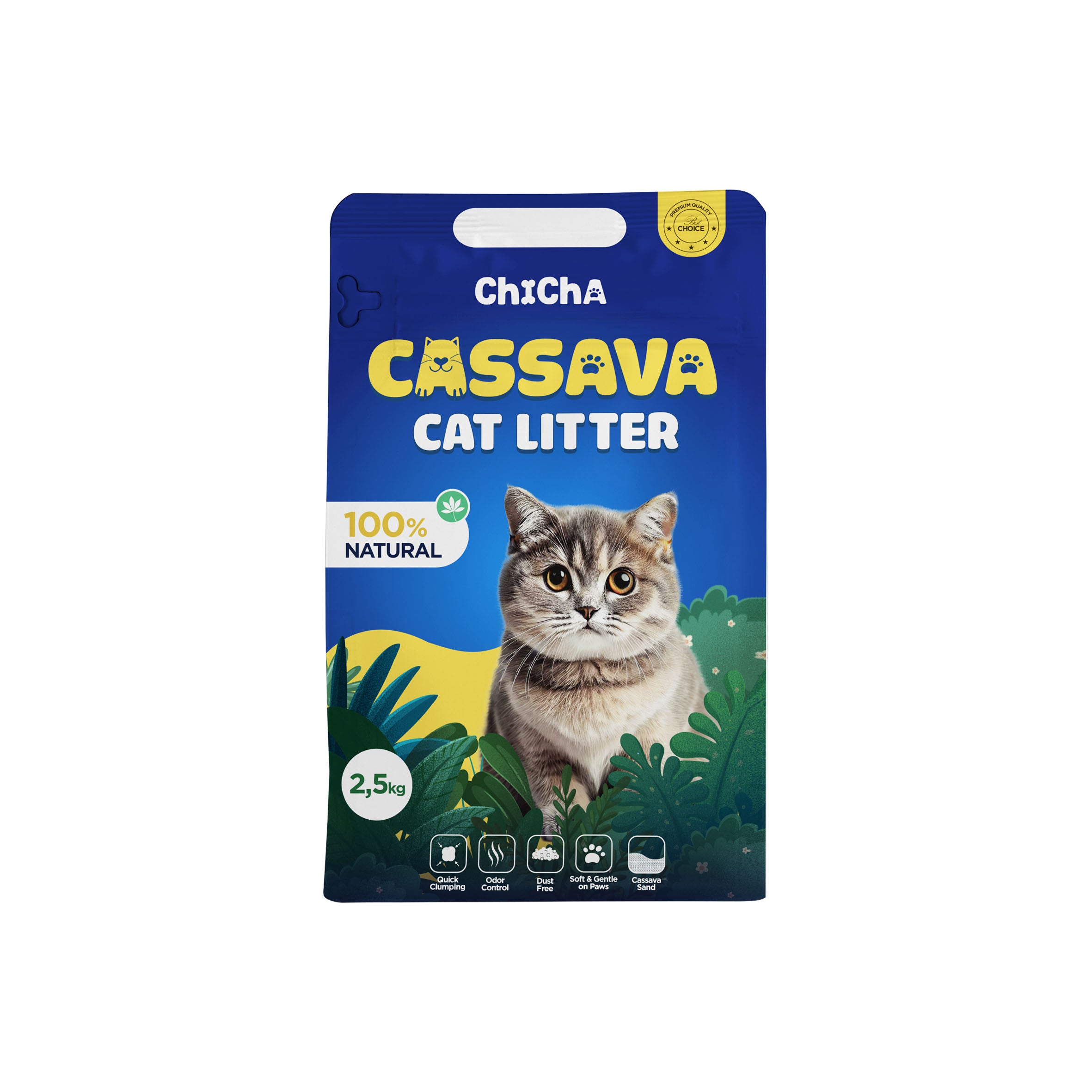 Cát Sắn Chicha Siêu Vón Cục, Không Mùi, Không Bụi, Không bết đáy Cassava Cat litter 2,5kg