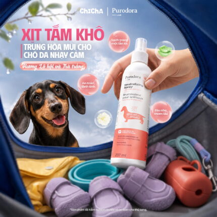 [Hương Lô Hội & Trà Trắng] Xịt Tắm Khô Cho Chó Da Nhạy Cảm PURODORA LAB Làm Sạch Dịu Nhẹ